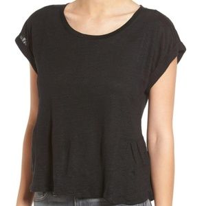 Madewell Black "Caplan Linen Tee" Peplum